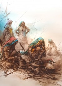 Ali Abbas, That Desert life of Sindh, 13 x 19 inch, Watercolor on Paper, Figurative Painting-AC-AAB-292